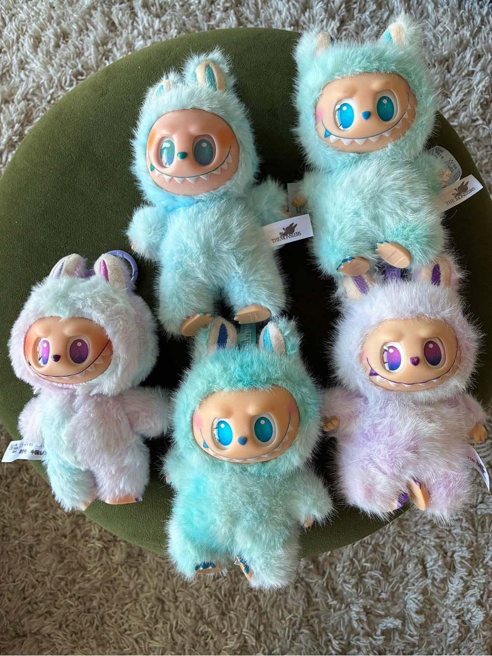 Labubu Mint & Lavender Kawaii The Monster Plush Toy — Soft Furry Creature